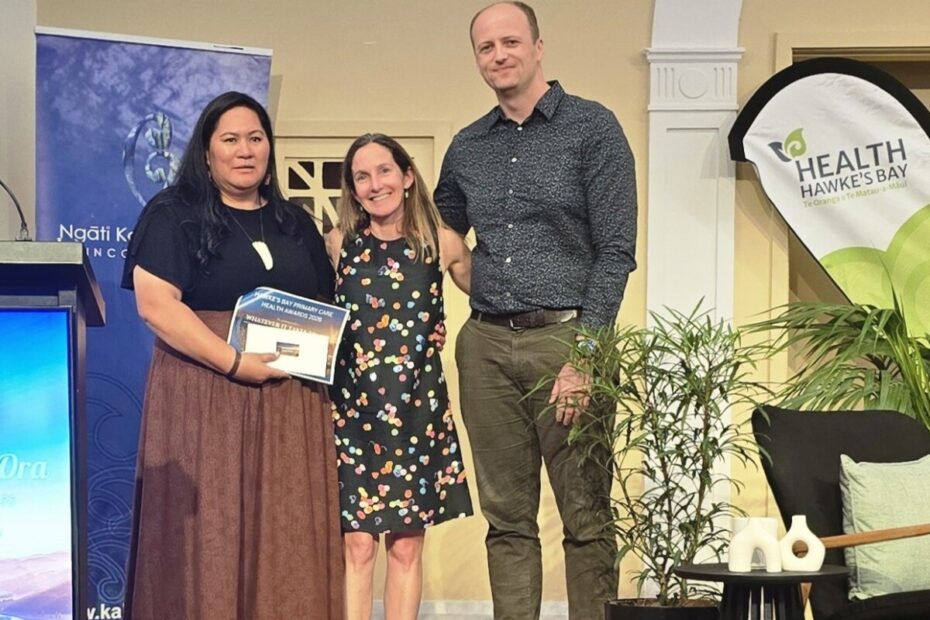 Group photo: Huia Broughton, Whatever It Takes Trust Pou Whakahaere, Dr Colleen McCreery GP at Hastings Health Centre and member of the Royal New Zealand College of General Practitioners, Hawke’s Bay Faculty (RNZCGP HB Faculty) and Dr Darran Lowes, Taradale Medical Centre and member of the RNZCGP HB Faculty.